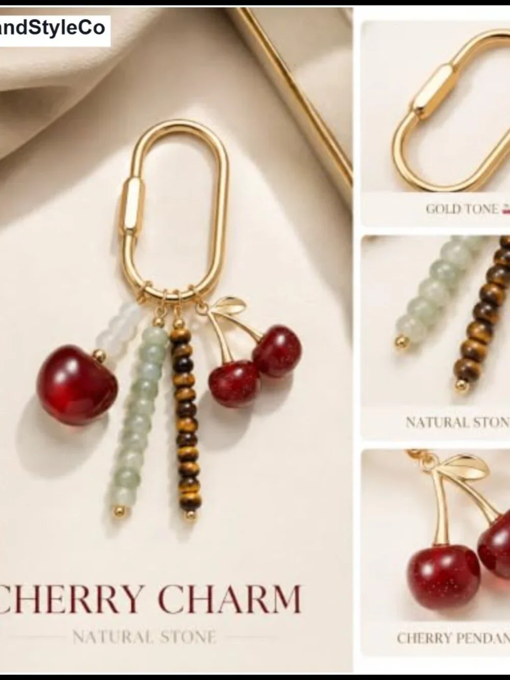 Beaded Bag Charms with Brass Clasp Keychains